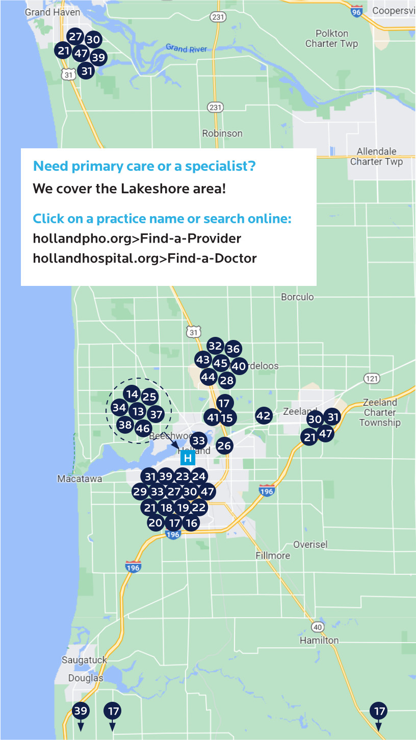 Holland PHO Primary Care Locations Map