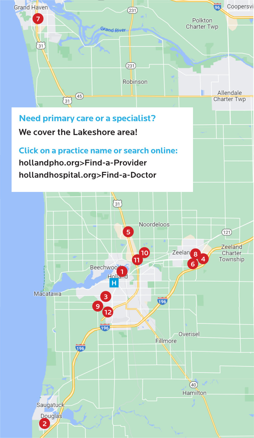 Holland PHO Primary Care Locations Map