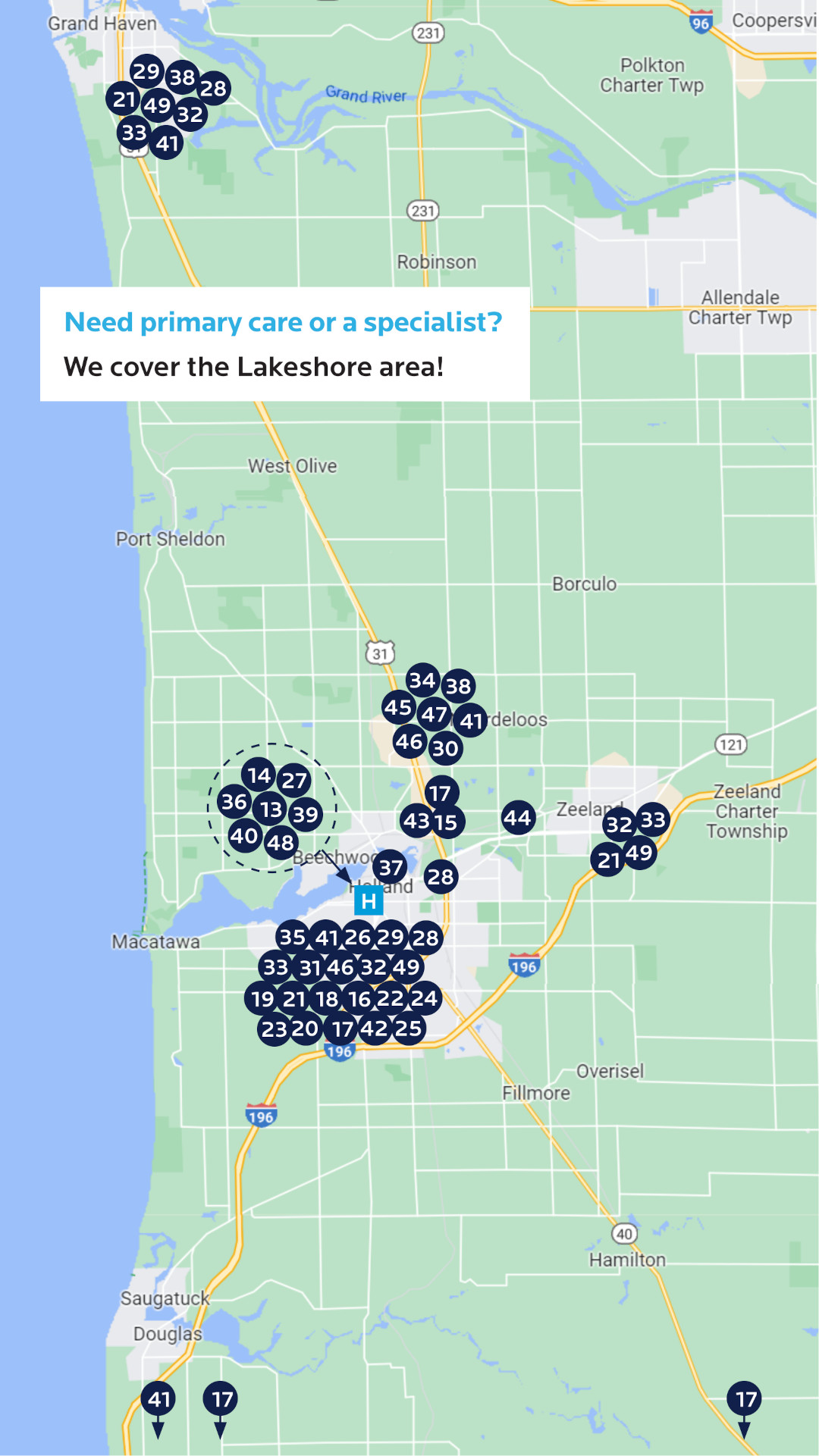 Holland PHO Primary Care Locations Map