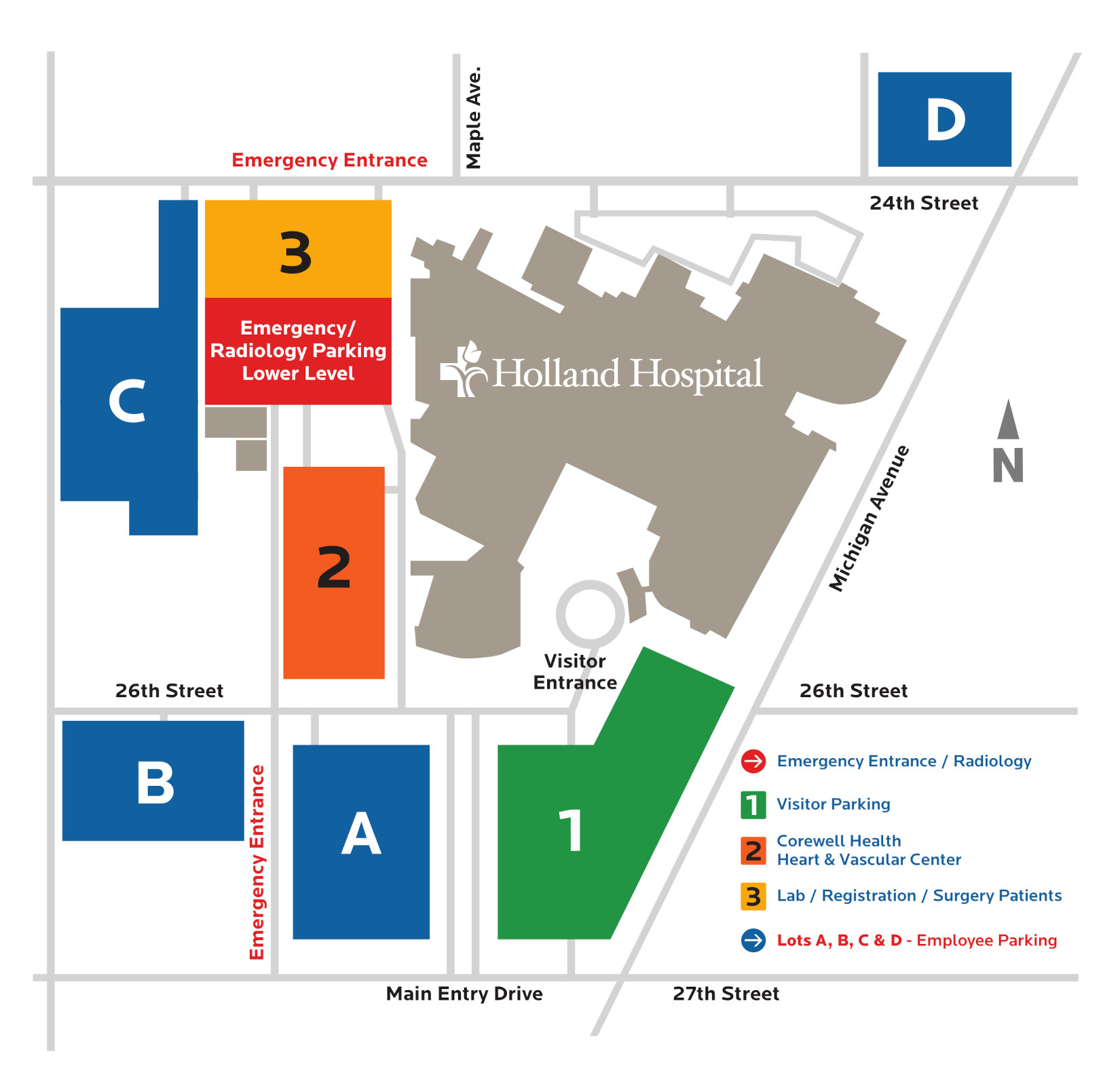 Holland Hospital Main Campus Parking Map