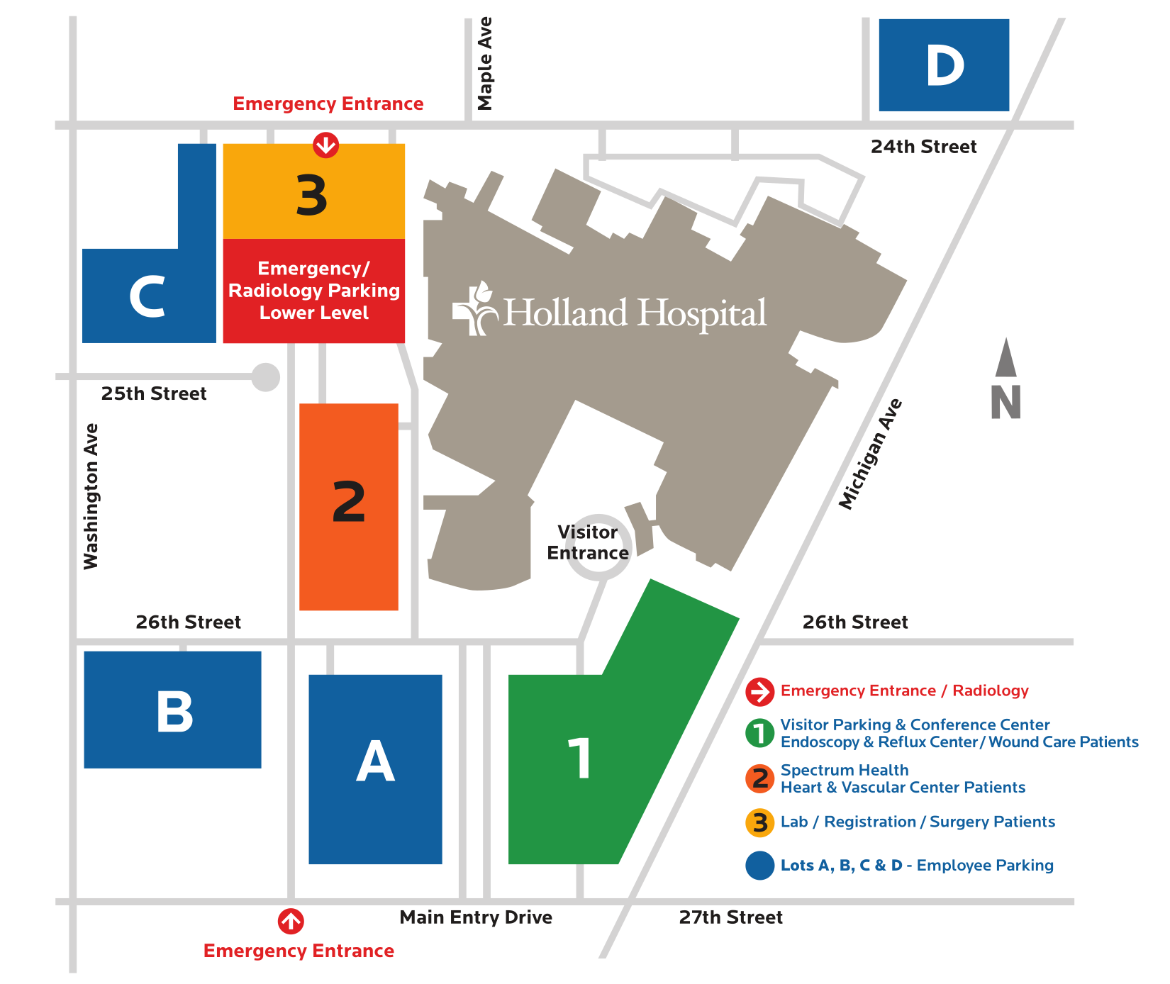 Holland Hospital Main Campus Parking Map